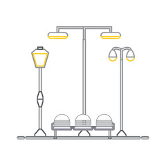 seats and street lamps