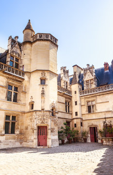 View of the Musee de Cluny, a landmark national museum of medieval arts and Middle Ages history located in the fifth arrondissement of Paris, France.