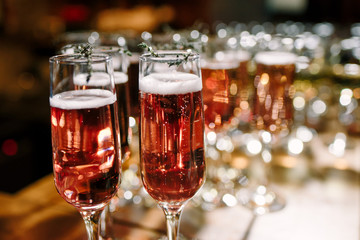 Glasses of champagne at the party.