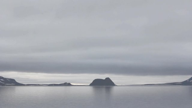 At entrance to the U.S. Strait (American strait), left island Payer, archipelago of Franz Joseph Land
