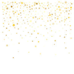 Gold Confetti Vector Design. Premium Christmas, New Year, Birthday Celebration Garland. Sparkles, Lights on White Falling Stars Magic Shiny Glitter. Gold Confetti for Music Party, Concert Poster