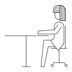 businesswoman sitting in chair desk office work vector illustration