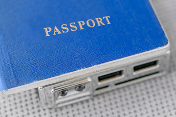 Blue Passport on a hdd disk