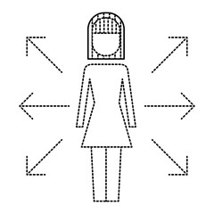 businesswoman options arrows direction choise vector illustration