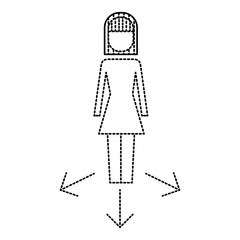businesswoman options arrows direction choise vector illustration
