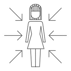 businesswoman standing with arrows conflict of interest vector illustration