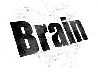 Health concept: Pixelated black text Brain on Digital background