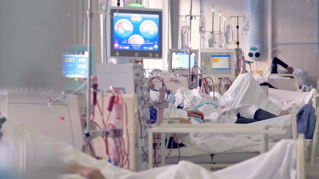 Hospital emergency room with modern medical equipment. 4K.