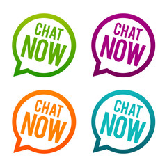 Chat now round Buttons. Circle Eps10 Vector.