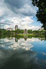 Hoan Kiem lake (Sword lake, Ho Guom) in Hanoi, Vietnam