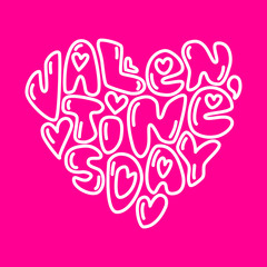 Cute fashion 80s style Happy Valentines Day typography lettering