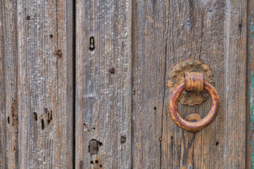Rusted iron ring handle