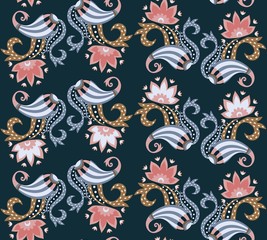 Fototapeta premium Seamless ethnic colorful paisley floral pattern in vector.