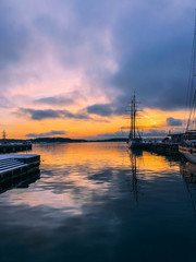 Sunset on Oslo harbor