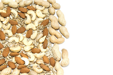 A healthy mix of nuts and dried cranberries.