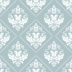 Orient vector classic light blue and white pattern. Seamless abstract background with vintage elements. Orient background