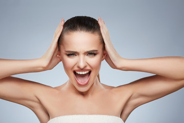 Beauty portrait of very exited woman