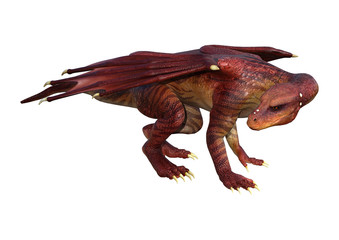 3D Rendering Fantasy Dragon on White