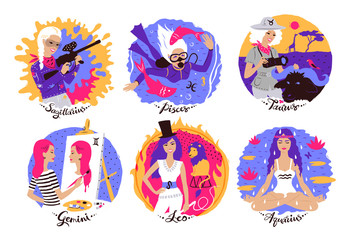 Collection of Zodiac signs illustrations
