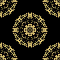 Orient vector classic golden pattern. Seamless abstract background with vintage elements. Orient background