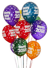 Happy New Year 2018 - Bonne année - ballon de baudruche - Fond blanc