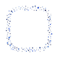 Blue Stars Confetti, Minimal Sparkling Vector Background. Premium Christmas Magic Glitter, Lights. Falling Blue Stars Confetti for Ads, Posters, Gift Cards Pattern. New Year Festival Garland Firework