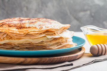Stack of yeast pancakes