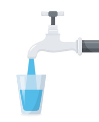 Wasserhahn mit Glas Flat Design Icon