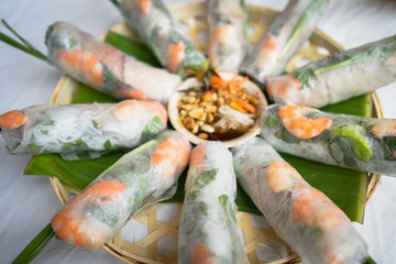 Fresh spring rolls with shrimps