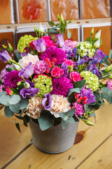 beautiful bouquet in a bucket