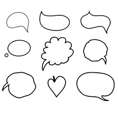 Speech bubbles cartoon set isolated on white for shops, banners, illustrations, design, advertising, sales, chat, communication