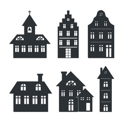 Set of Silhouettes of Building Vector Illustration