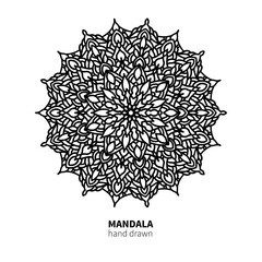 Mandala flower vector drawing. Decorative boho round ornament. 