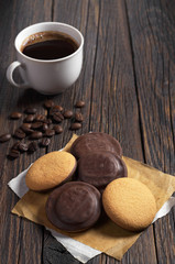 Chocolate cookies and coffee