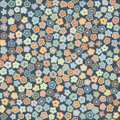 Vector floral pattern in doodle style with flowers. Can be used for textile, website background, book cover, packaging.