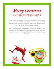 Merry Christmas Funny Poster Vector Illustration