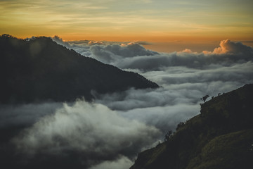 Sunset in Rinjani National Park Lombok Island Indonesia