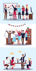Set of People Celebrating Vector Illustration
