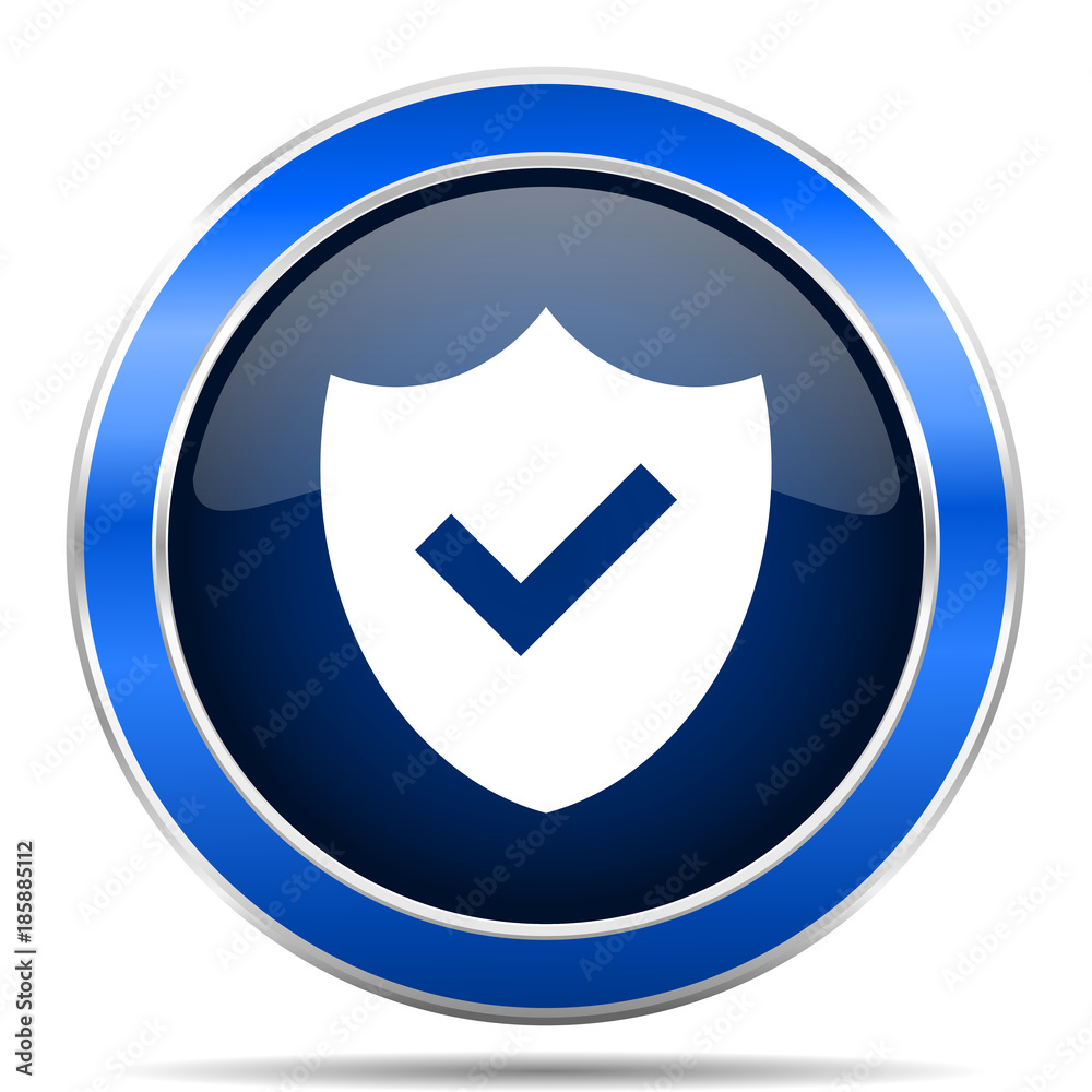Poster Shield vector icon. Modern design blue silver metallic glossy web and mobile applications button in eps 10