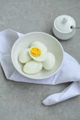 Boiled eggs in bowl