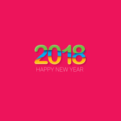 2018 Happy new year creative design numbers and greeting text isolated on pink background.