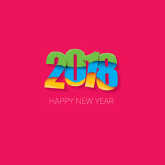 Fototapeta na wymiar 2018 Happy new year creative design numbers and greeting text isolated on pink background.