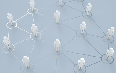 3d render human social network and leadership as concept.	