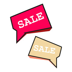 Set of comic speech bubbles with sales expressions. Vector illustration