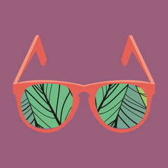 Plakat Hipster vintage sunglasses on bright background. Web Banner Vector Flat Design .Vector Glasses Icon. Hipster creative design template. Pop art