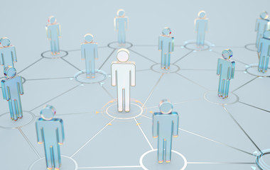 3d render human social network and leadership as concept.	