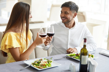 Lovely Couple Having Dinner In Luxury Restaurant.