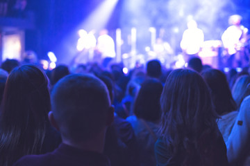 The audience watching the concert on stage.