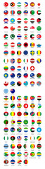 Flags of the world. Europe, Asia, Africa flags. Collection of flag button design.