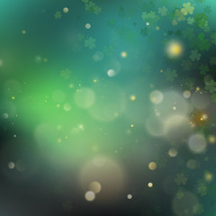 Abstract bokeh blur template with - trifolium clovers. EPS 10 vector